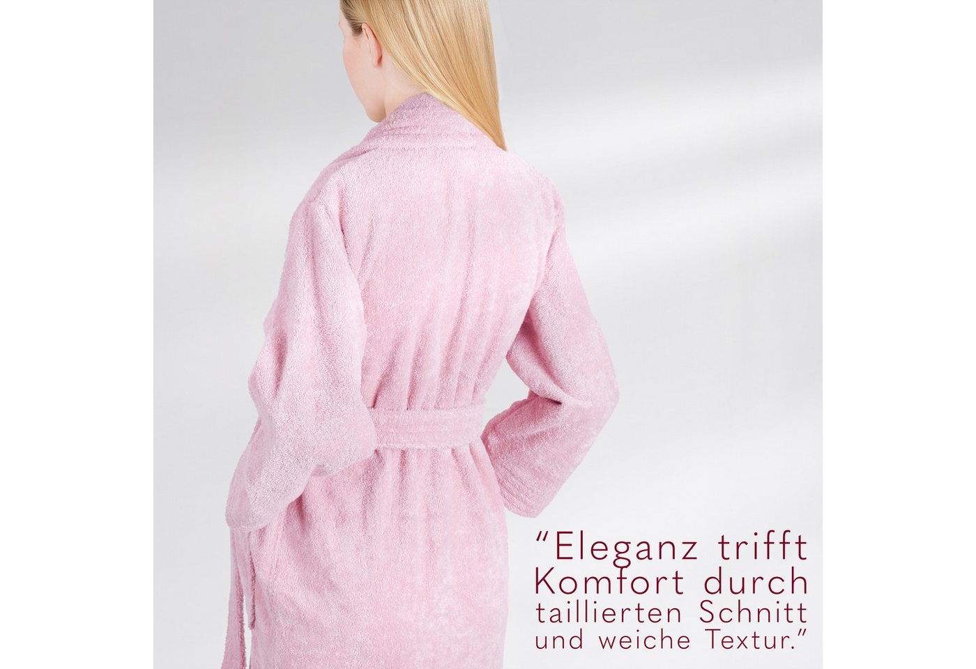 HAMMETEX Damenbademantel Ren, 100% Baumwolle, Langform, Baumwolle, Schalkragen, Gürtel, 380 g/m² Frottee Bademantel mit Taschen – Saugfähig & Weich – Bild 3 von 5