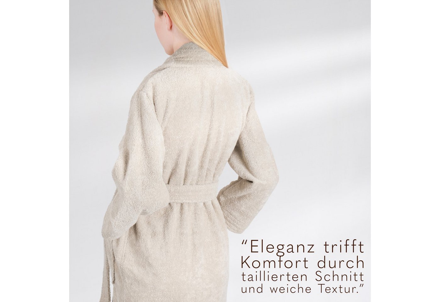 HAMMETEX Damenbademantel Ren, 100% Baumwolle, Langform, Baumwolle, Schalkragen, Gürtel, 380 g/m² Frottee Bademantel mit Taschen – Saugfähig & Weich – Bild 3 von 5