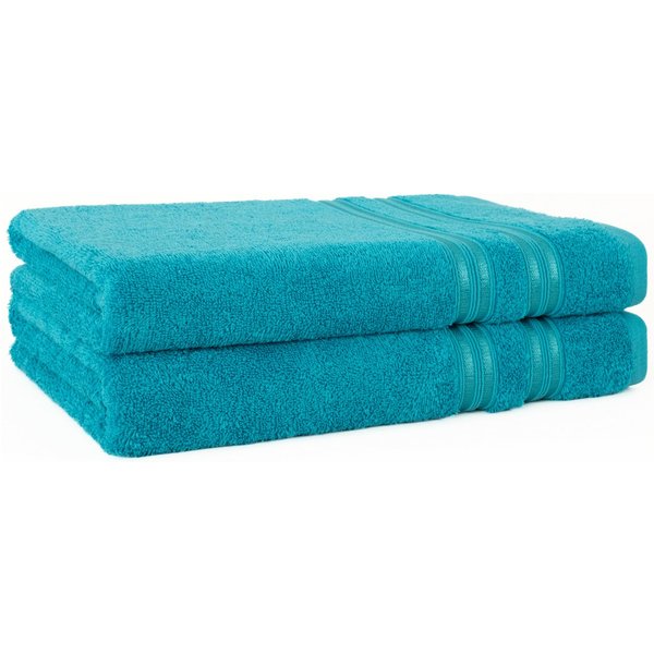 HAMMETEX Duschtuch 2er Set Badetücher 70x140 cm, 100% Baumwolle, Weich & Saugstark, Frottier (Set, 2-St), mit Bordüre, einfarbig, weich