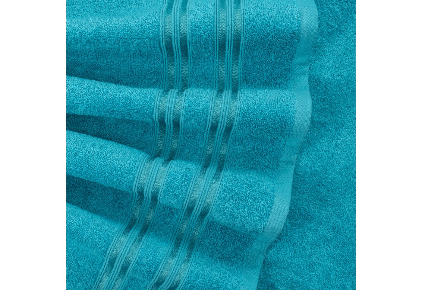 HAMMETEX Duschtuch 2er Set Badetücher 70x140 cm, 100% Baumwolle, Weich & Saugstark, Frottier (Set, 2-St), mit Bordüre, einfarbig, weich – Bild 5 von 5