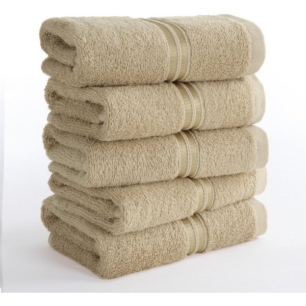 HAMMETEX Gästehandtücher 5er Set, 30x50 cm, weich & saugstark, 100% Baumwolle, Frottier (5-St), mit Bordüre, einfarbig, Schlaufe, 100% Baumwolle Frottee