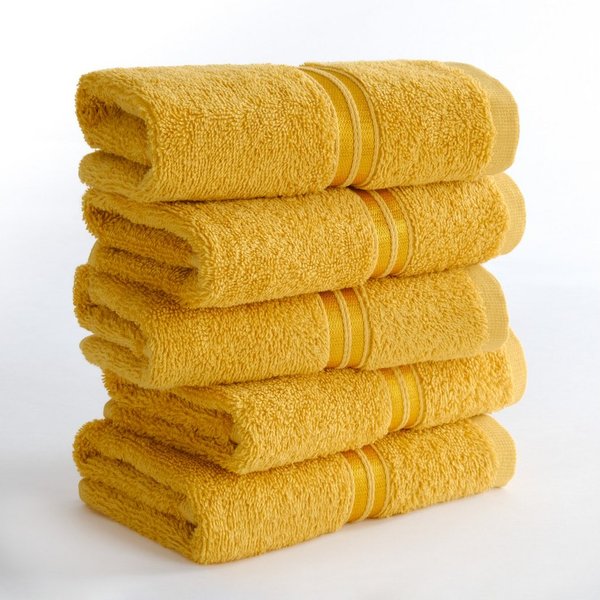HAMMETEX Gästehandtücher 5er Set, 30x50 cm, weich & saugstark, 100% Baumwolle, Frottier (5-St), mit Bordüre, einfarbig, Schlaufe, 100% Baumwolle Frottee