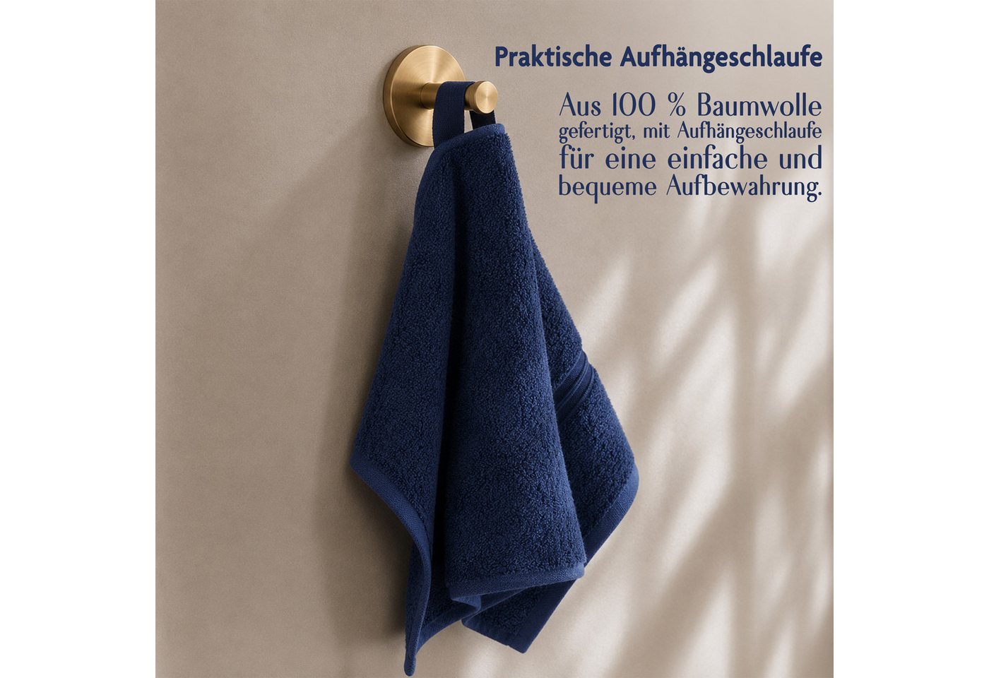 HAMMETEX Gästehandtücher 5er Set, 30x50 cm, weich & saugstark, 100% Baumwolle, Frottier (5-St), mit Bordüre, einfarbig, Schlaufe, 100% Baumwolle Frottee – Bild 3 von 5