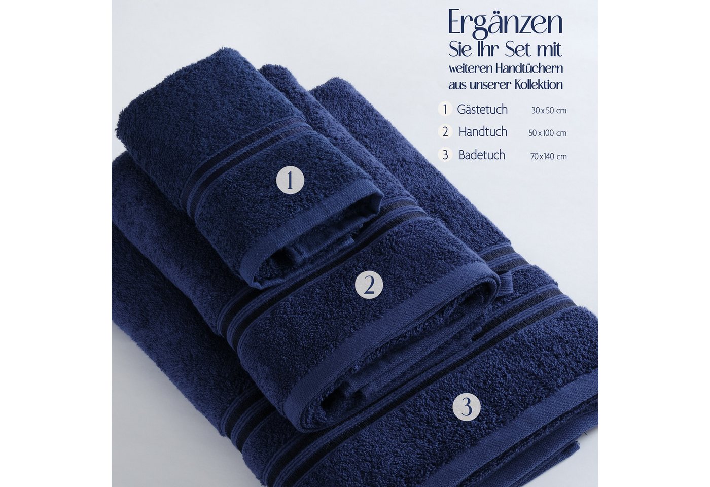 HAMMETEX Gästehandtücher 5er Set, 30x50 cm, weich & saugstark, 100% Baumwolle, Frottier (5-St), mit Bordüre, einfarbig, Schlaufe, 100% Baumwolle Frottee – Bild 4 von 5