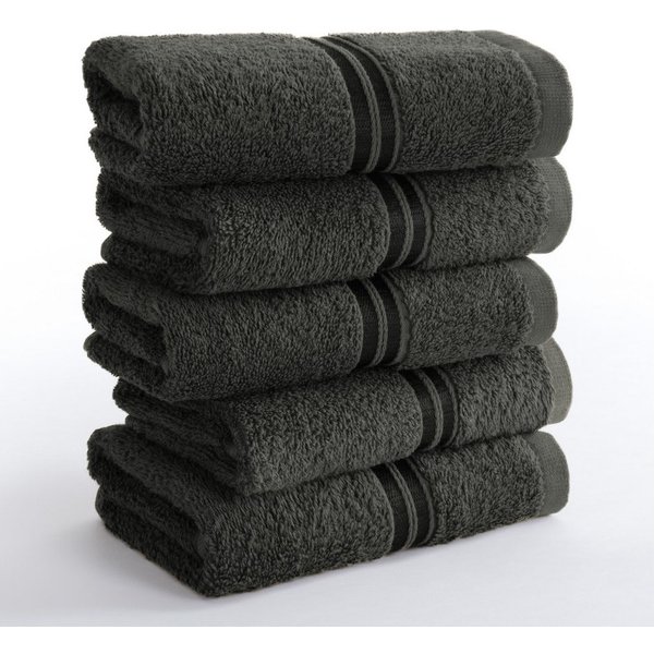 HAMMETEX Gästehandtücher 5er Set, 30x50 cm, weich & saugstark, 100% Baumwolle, Frottier (5-St), mit Bordüre, einfarbig, Schlaufe, 100% Baumwolle Frottee
