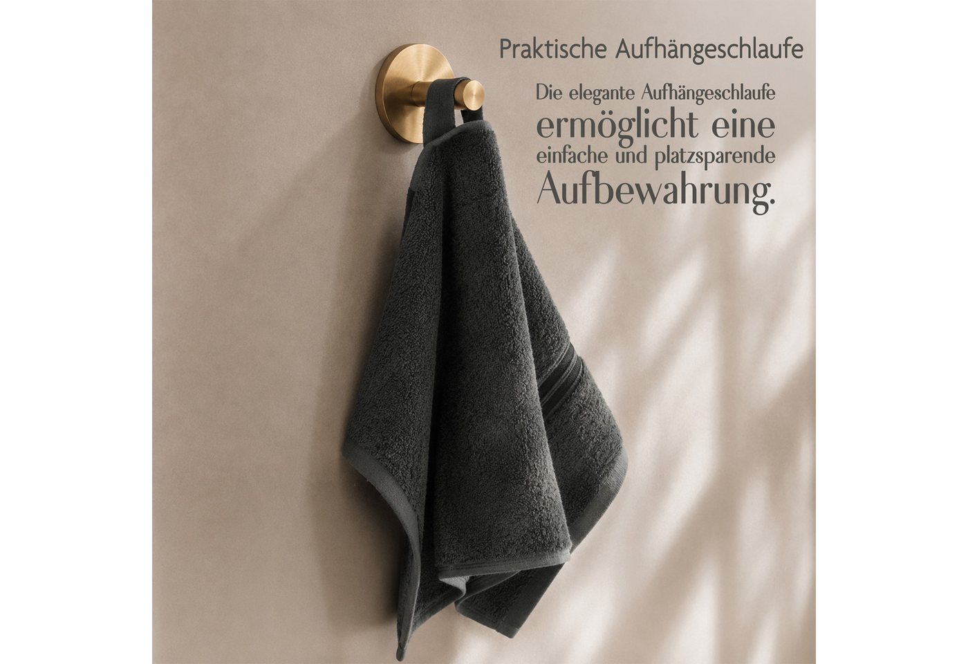 HAMMETEX Gästehandtücher 5er Set, 30x50 cm, weich & saugstark, 100% Baumwolle, Frottier (5-St), mit Bordüre, einfarbig, Schlaufe, 100% Baumwolle Frottee – Bild 3 von 5