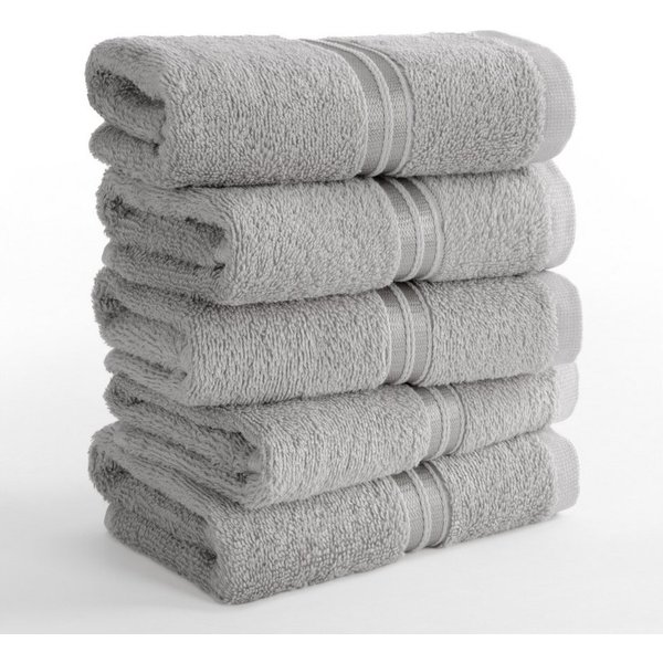 HAMMETEX Gästehandtücher 5er Set, 30x50 cm, weich & saugstark, 100% Baumwolle, Frottier (5-St), mit Bordüre, einfarbig, Schlaufe, 100% Baumwolle Frottee