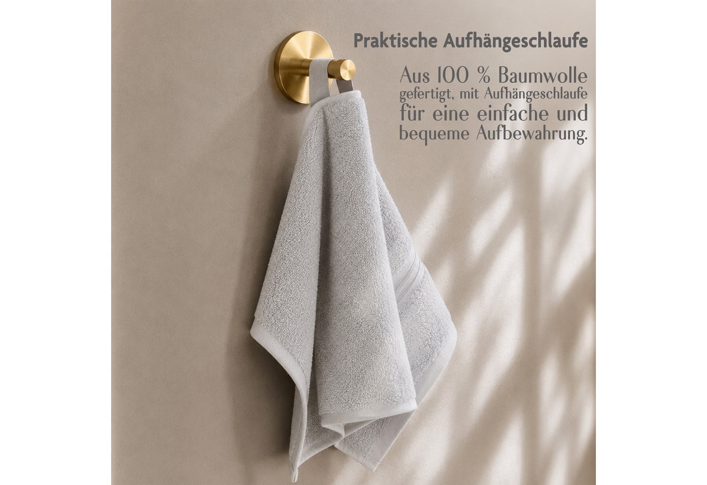 HAMMETEX Gästehandtücher 5er Set, 30x50 cm, weich & saugstark, 100% Baumwolle, Frottier (5-St), mit Bordüre, einfarbig, Schlaufe, 100% Baumwolle Frottee – Bild 3 von 5