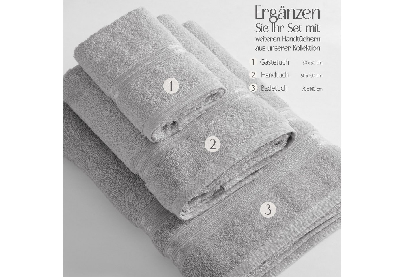 HAMMETEX Gästehandtücher 5er Set, 30x50 cm, weich & saugstark, 100% Baumwolle, Frottier (5-St), mit Bordüre, einfarbig, Schlaufe, 100% Baumwolle Frottee – Bild 4 von 5