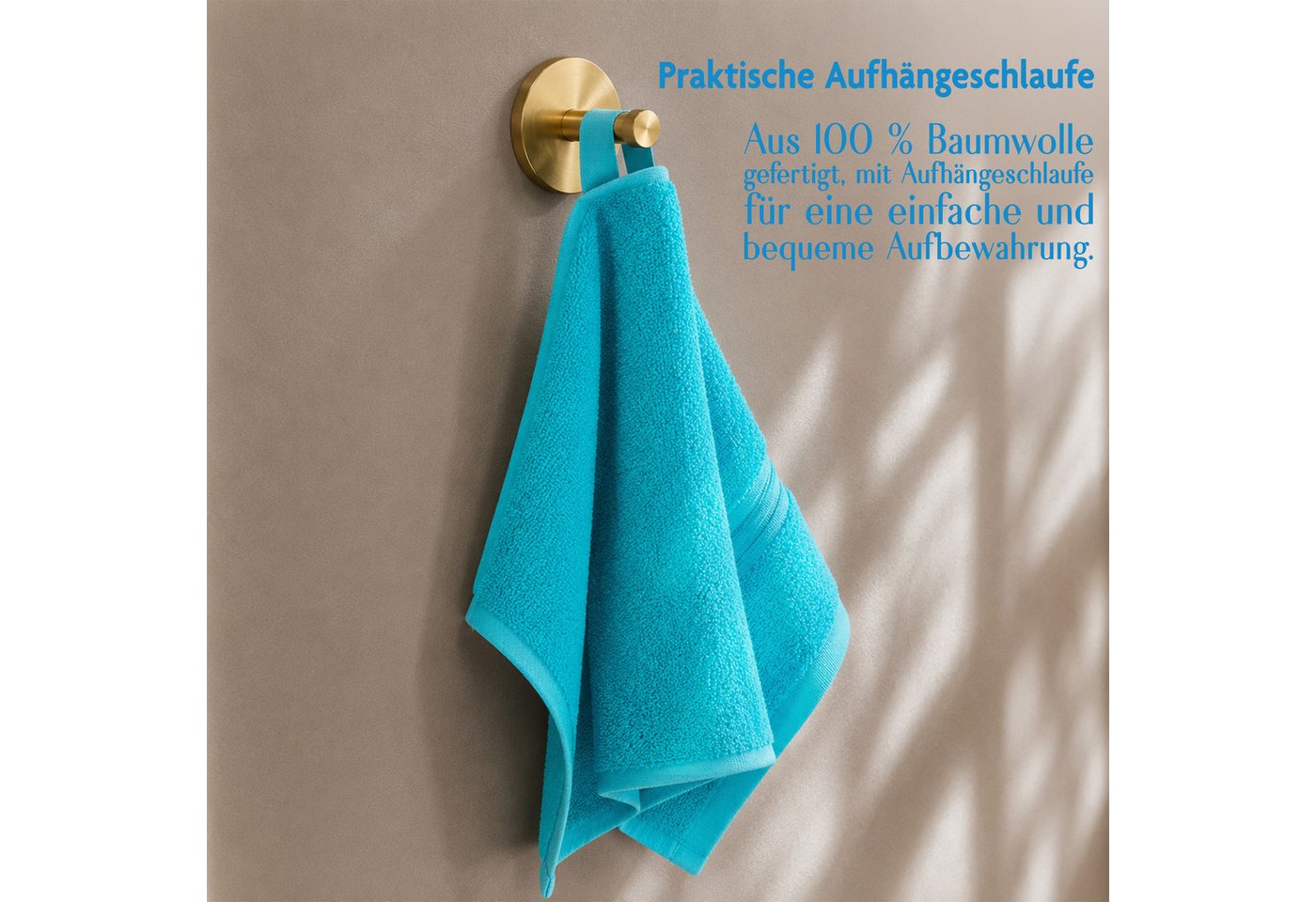 HAMMETEX Gästehandtücher 5er Set, 30x50 cm, weich & saugstark, 100% Baumwolle, Frottier (5-St), mit Bordüre, einfarbig, Schlaufe, 100% Baumwolle Frottee – Bild 3 von 5