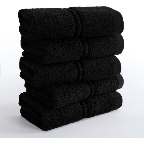 HAMMETEX Gästehandtücher 5er Set, 30x50 cm, weich & saugstark, 100% Baumwolle, Frottier (5-St), mit Bordüre, einfarbig, Schlaufe, 100% Baumwolle Frottee