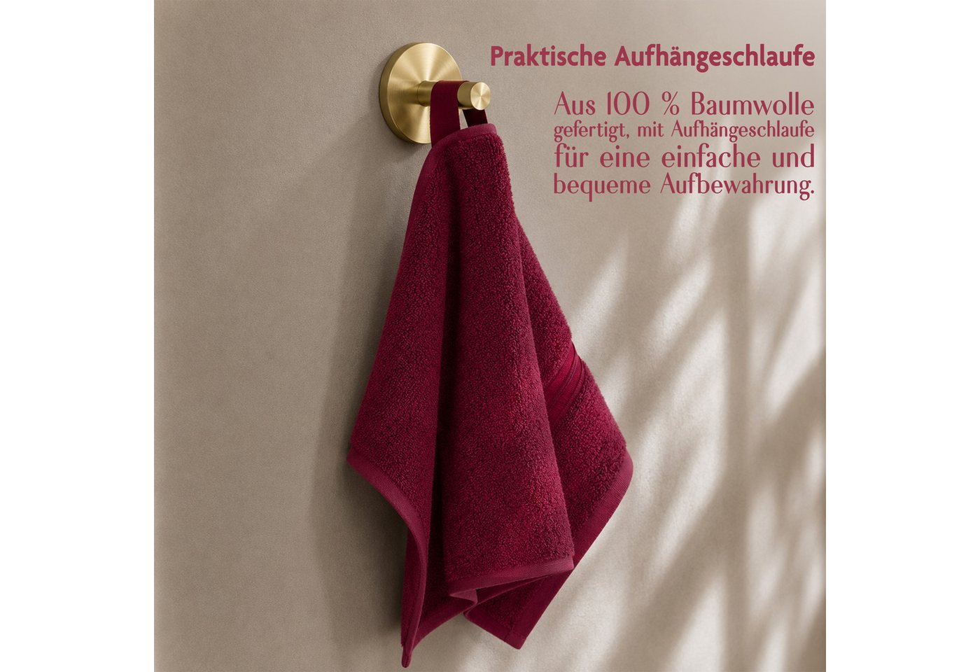 HAMMETEX Gästehandtücher 5er Set, 30x50 cm, weich & saugstark, 100% Baumwolle, Frottier (5-St), mit Bordüre, einfarbig, Schlaufe, 100% Baumwolle Frottee – Bild 3 von 5