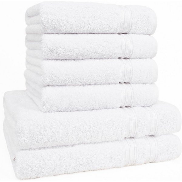 HAMMETEX Handtuch Set 6-teiliges Handtuch Set, 100% Baumwolle, Weich & Saugstark, Frottier (Set, 6-St), mit Bordüre, einfarbig, weich