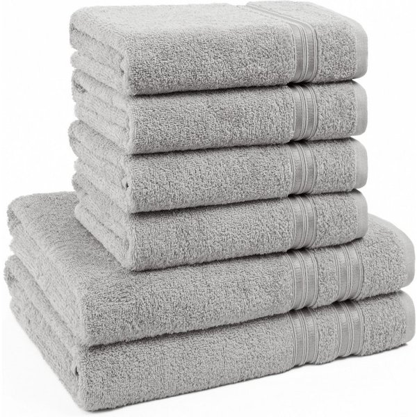 HAMMETEX Handtuch Set 6-teiliges Handtuch Set, 100% Baumwolle, Weich & Saugstark, Frottier (Set, 6-St), mit Bordüre, einfarbig, weich