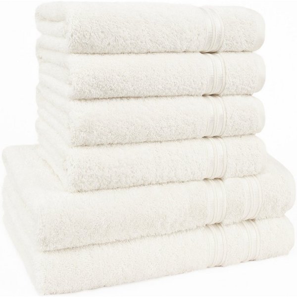 HAMMETEX Handtuch Set 6-teiliges Handtuch Set, 100% Baumwolle, Weich & Saugstark, Frottier (Set, 6-St), mit Bordüre, einfarbig, weich