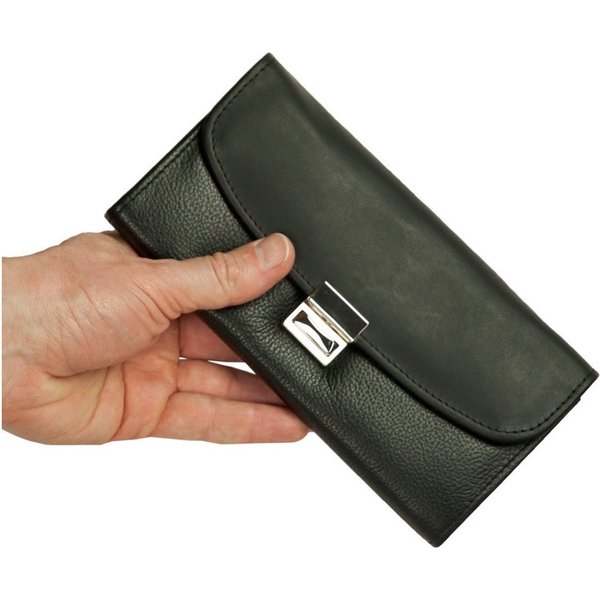 Hamosons Kellnerbörse Kellnerbörse / Kellnergeldbeutel zwei Leder-Arten Schwarz, Hamosons