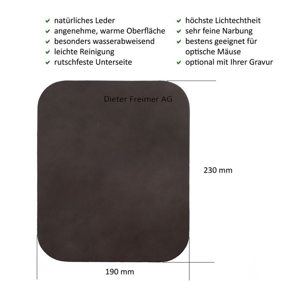 Hamosons Mauspad Hochwertiges Mousepad / Mauspad, Büffel-Leder, Braun, Hamosons 26304 – Bild 4 von 4