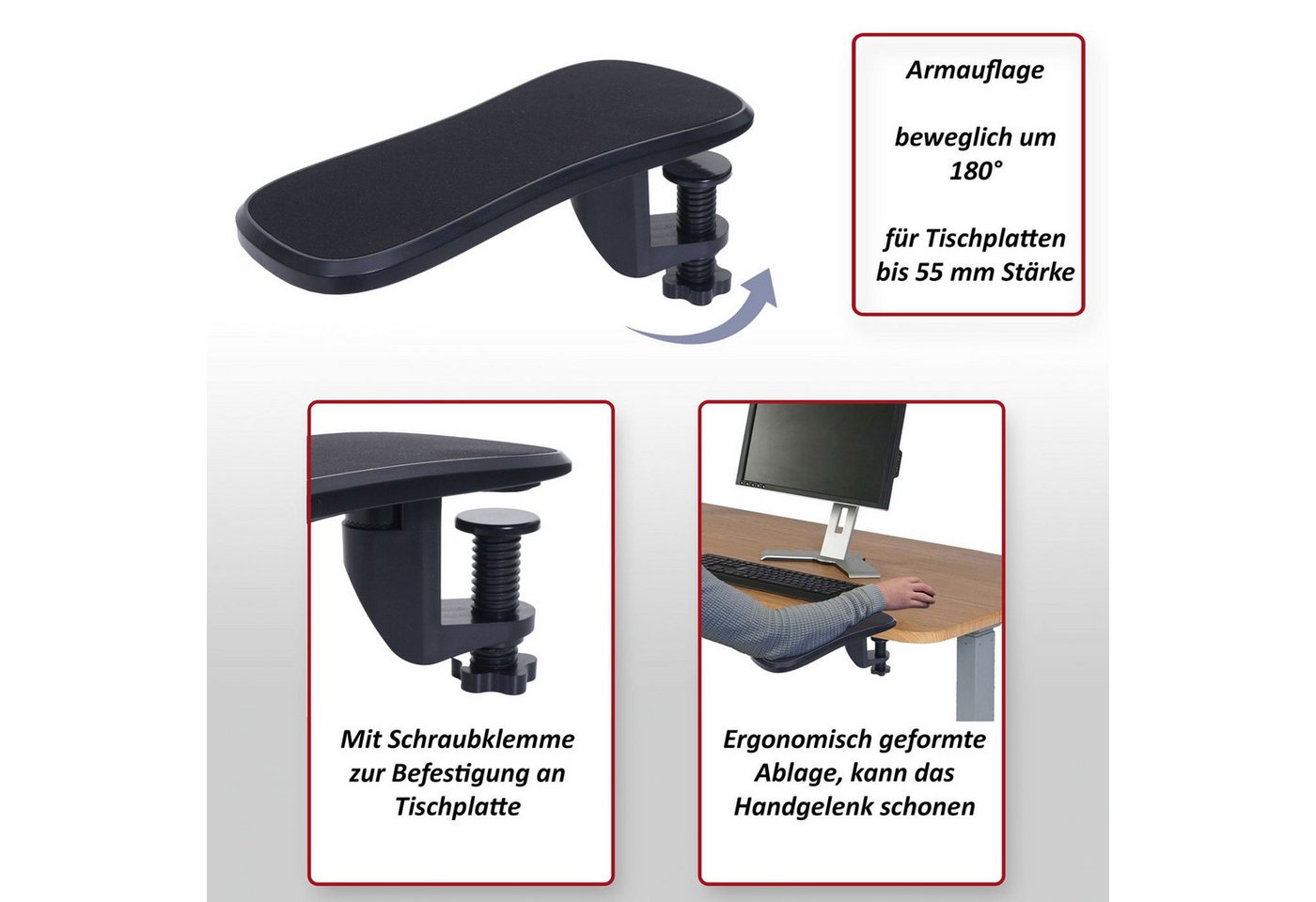 MCW Handballenauflage MCW-N75-1 (1-St), Ergonomisch geformte Unterarmstütze – Bild 3 von 5