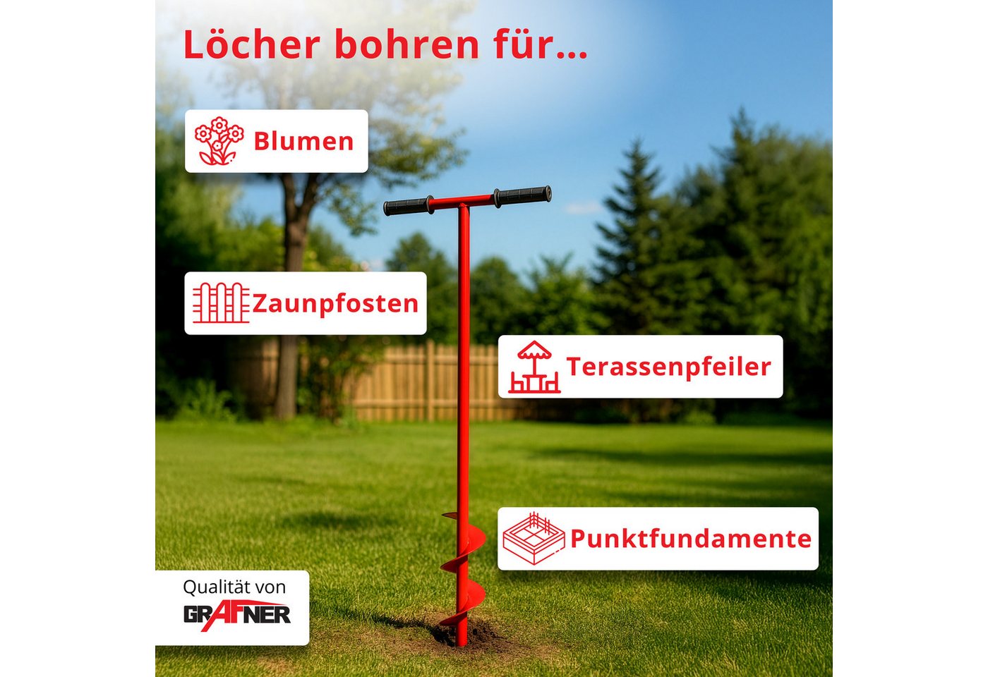 Grafner Handerdbohrer Grafner Handerdbohrer Erdlochbohrer Pfahlbohrer Pflanzbohrer Bohrer – Bild 2 von 5