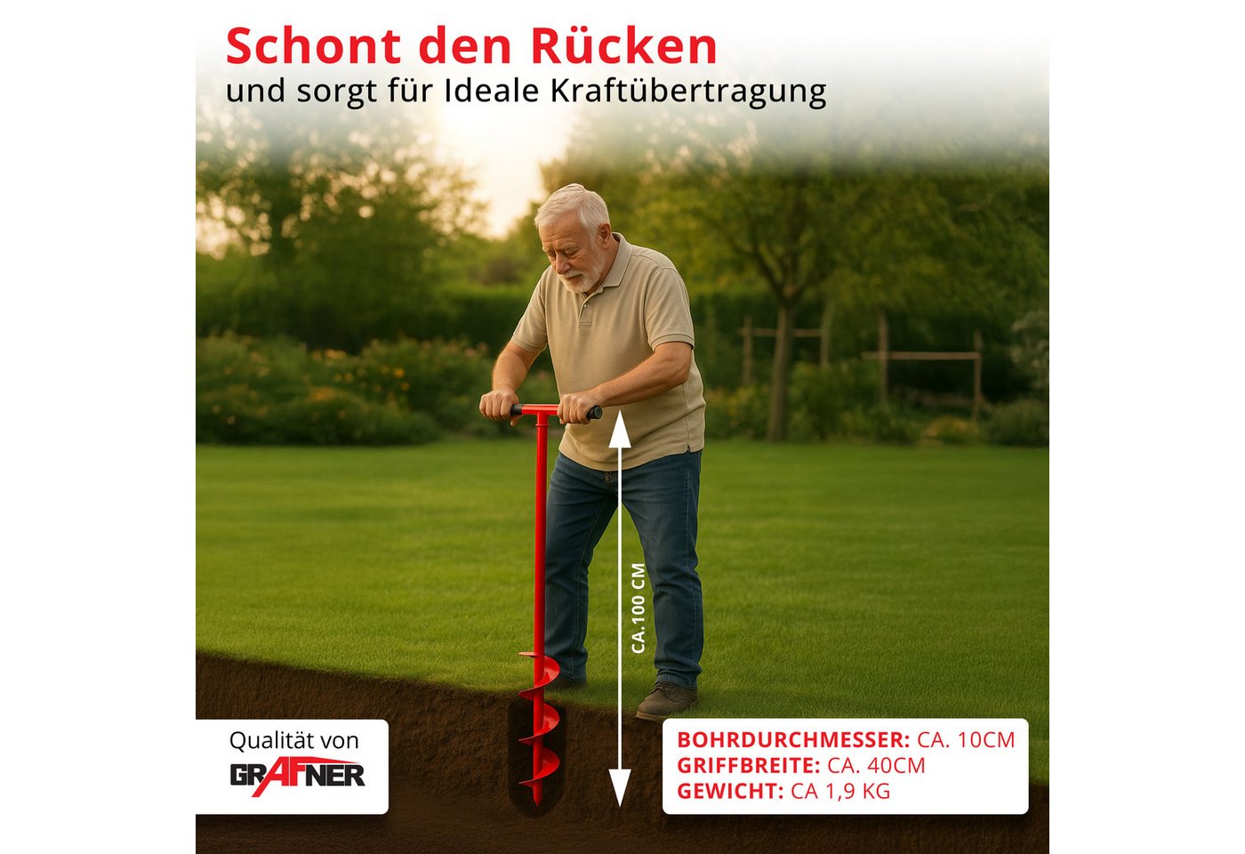 Grafner Handerdbohrer Grafner Handerdbohrer Erdlochbohrer Pfahlbohrer Pflanzbohrer Bohrer – Bild 5 von 5