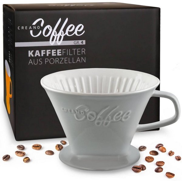 Creano Handfilter Creano Grauer Porzellan Kaffeefilter klein - Filter Größe 4, Porzellan, für Filtergröße 4