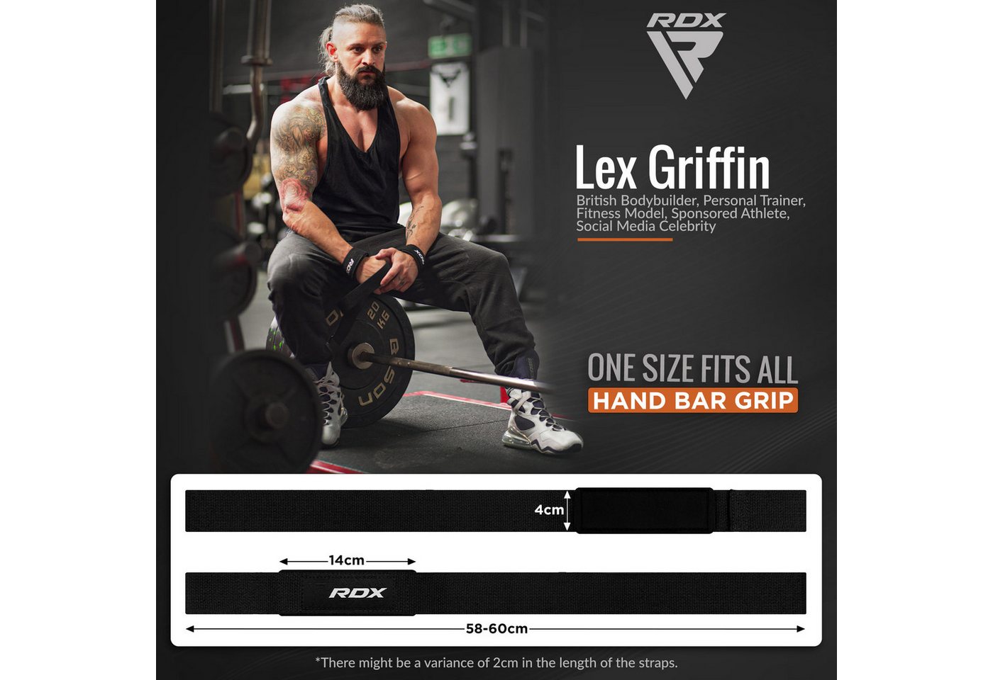 RDX Handgelenkschutz RDX Lifting Straps Strength Training, 60 cm lange professionelle – Bild 2 von 5