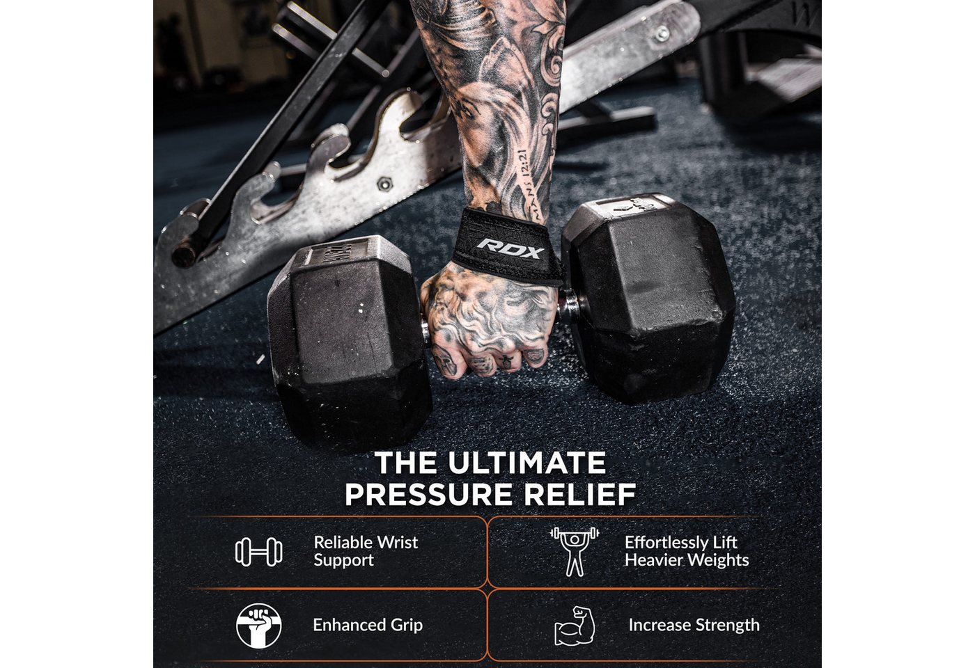 RDX Handgelenkschutz RDX Lifting Straps Strength Training, 60 cm lange professionelle – Bild 5 von 5