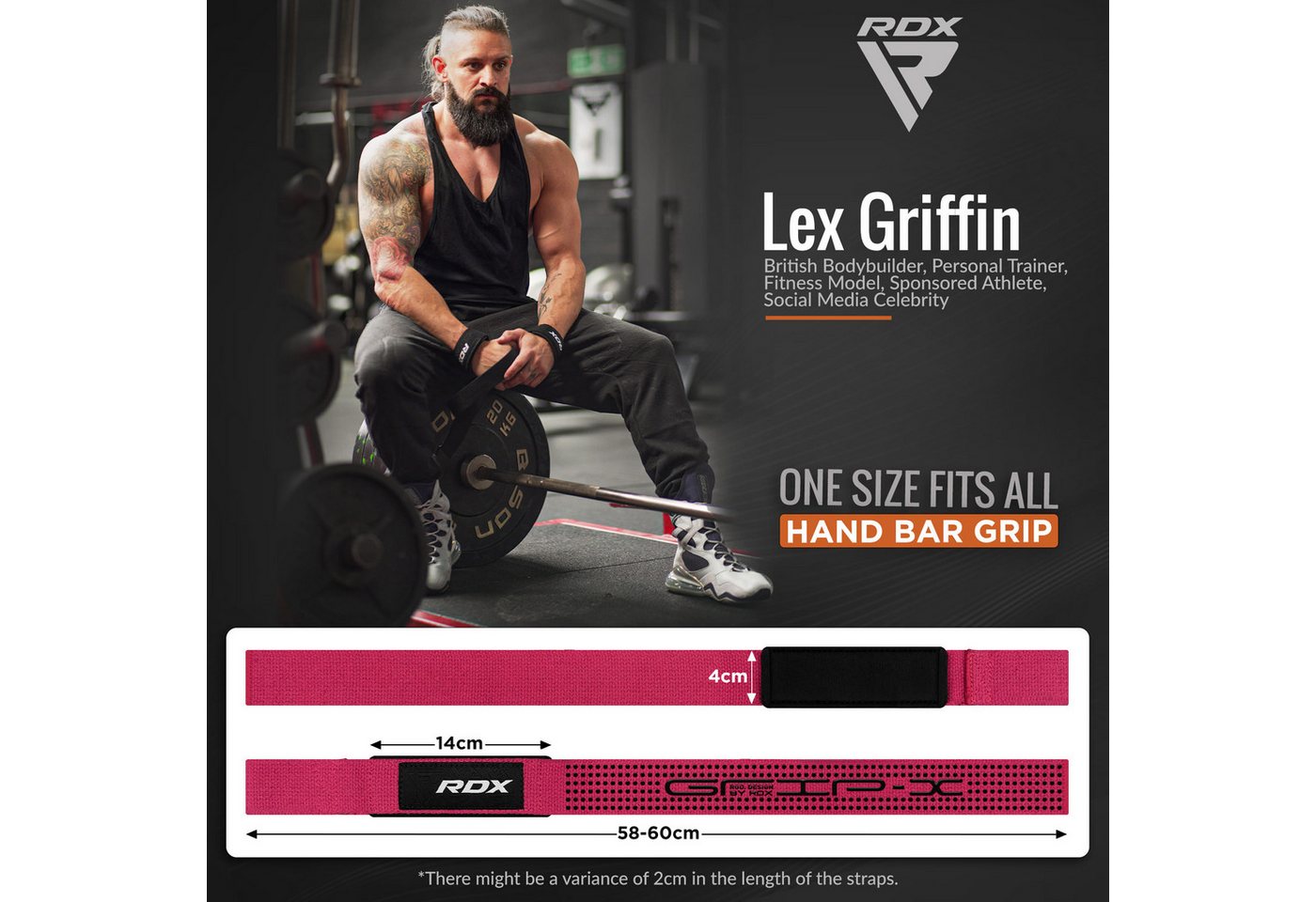 RDX Handgelenkschutz RDX Lifting Straps Strength Training, 60 cm lange professionelle – Bild 2 von 5