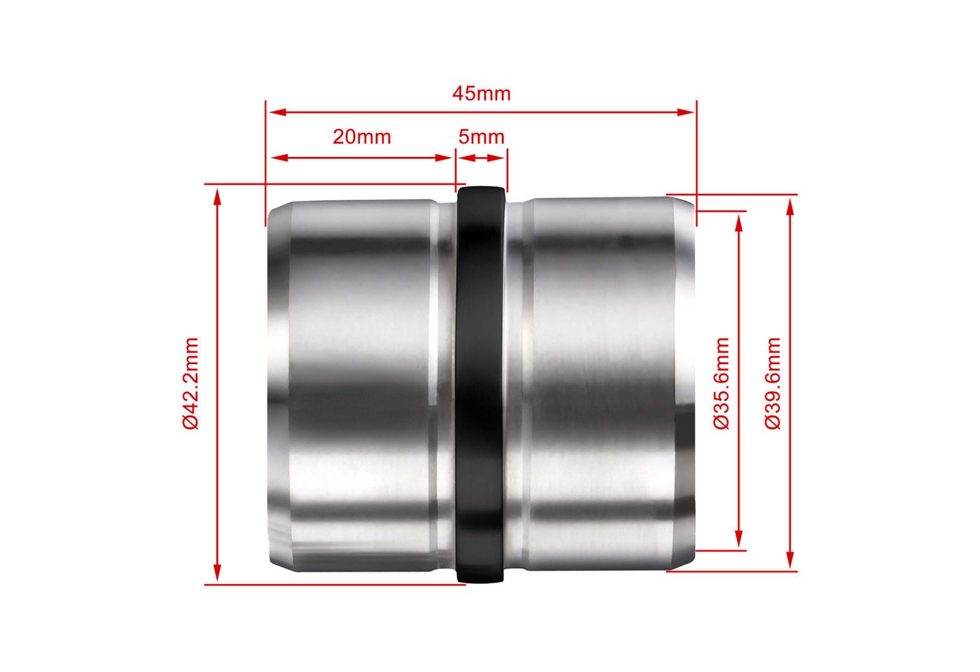 AICA Handlauf AICA Verbinder Edelstahl Ø42,2mm Rohrverbinder Treppenhandlauf, (Packung), 304 Edelstahl, Farbe: Silber/Schwarz, verbindungsstück handlauf – Bild 2 von 5