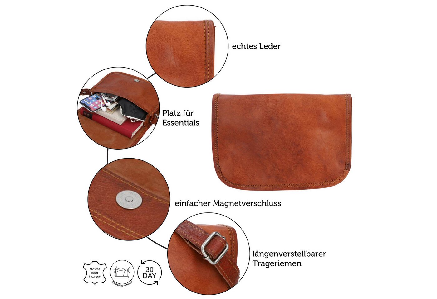 Gusti Leder Handtasche Gusti Leder Umhängetasche Summer 7,9" (1-tlg) – Bild 5 von 5
