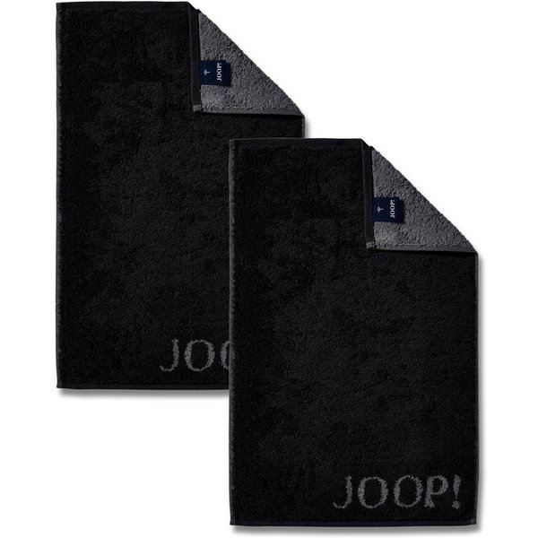 JOOP! Handtuch 2 Stück Joop! Gästetuch Classic Schwarz Anthrazit 1600-90 30x50, Walkfrottier, 100% Baumwolle