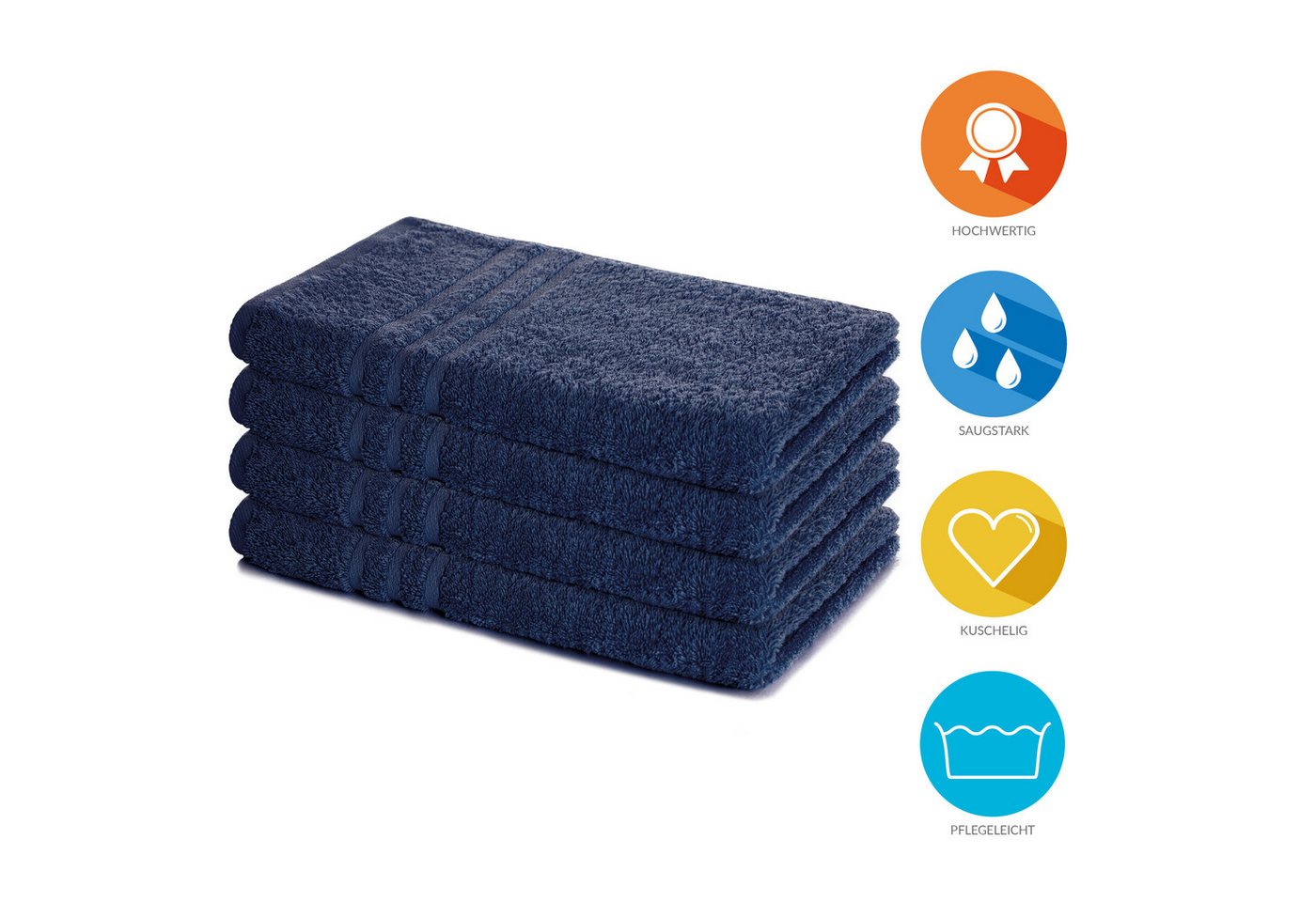 Lavea Handtuch Lavea® 4er Set Handtücher 50x100 cm, Elena Frottiererie, 100% Baumwolle (4er Set), 500 g/m² Frottier, weich & saugstark, pflegeleicht – Bild 2 von 5