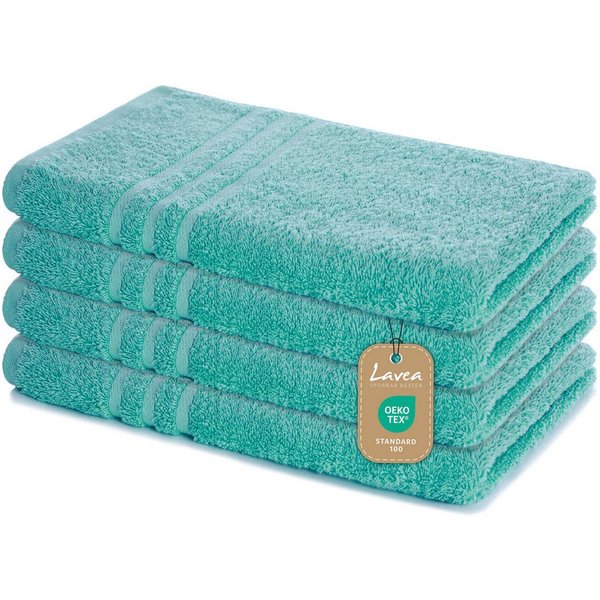 Lavea Handtuch Lavea® 4er Set Handtücher 50x100 cm, Elena Frottiererie, 100% Baumwolle (4er Set), 500 g/m² Frottier, weich & saugstark, pflegeleicht