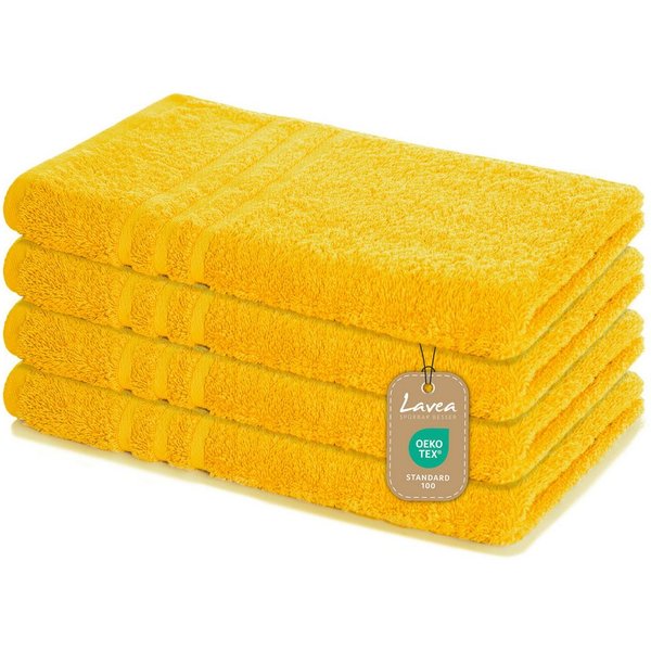 Lavea Handtuch Lavea® 4er Set Handtücher 50x100 cm, Elena Frottiererie, 100% Baumwolle (4er Set), 500 g/m² Frottier, weich & saugstark, pflegeleicht
