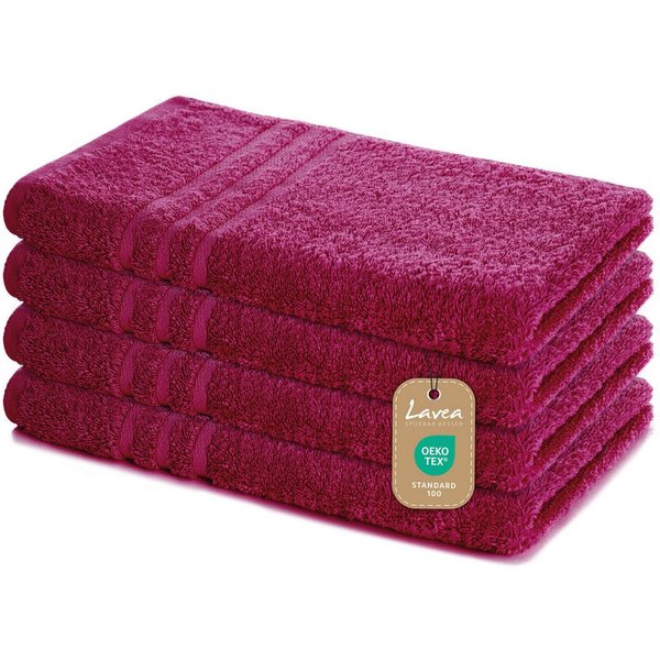 Lavea Handtuch Lavea® 4er Set Handtücher 50x100 cm, Elena Frottiererie, 100% Baumwolle (4er Set), 500 g/m² Frottier, weich & saugstark, pflegeleicht