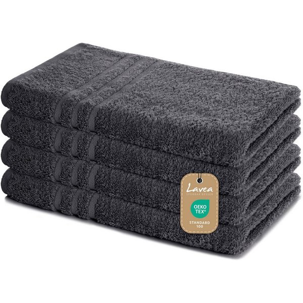 Lavea Handtuch Lavea® 4er Set Handtücher 50x100 cm, Elena Frottiererie, 100% Baumwolle (4er Set), 500 g/m² Frottier, weich & saugstark, pflegeleicht
