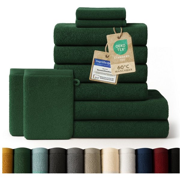 Blumtal Handtuch Set Blumtal 10 Teilig - Handtücher Set 100% Baumwolle, weich und saugstark, Frottee (10er Set, 10-St), 2 Bad 70x140, 4 Hand 50x100, 2 Gäste 30x
