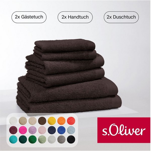 s.Oliver Handtuch Set s.Oliver, Premium Qualität, 600 gr/m², Walkfrottier (Set, 6-St), 2 Gästetücher 30x50, 2 Handtücher 50x100, 2 Duschtücher 70x140