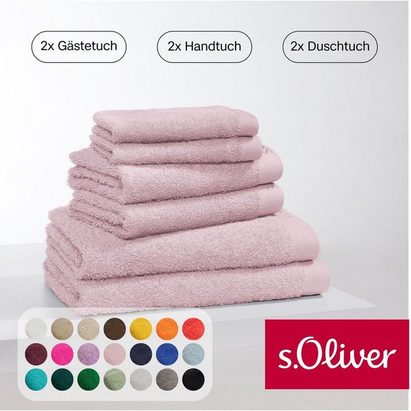 s.Oliver Handtuch Set s.Oliver, Premium Qualität, 600 gr/m², Walkfrottier (Set, 6-St), 2 Gästetücher 30x50, 2 Handtücher 50x100, 2 Duschtücher 70x140