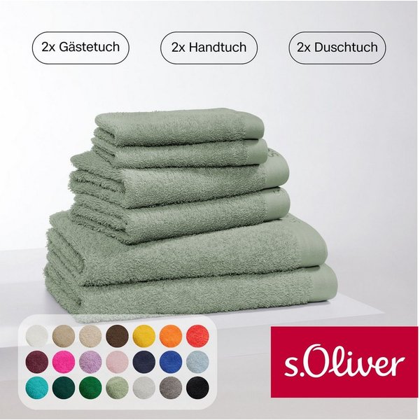 s.Oliver Handtuch Set s.Oliver, Premium Qualität, 600 gr/m², Walkfrottier (Set, 6-St), 2 Gästetücher 30x50, 2 Handtücher 50x100, 2 Duschtücher 70x140