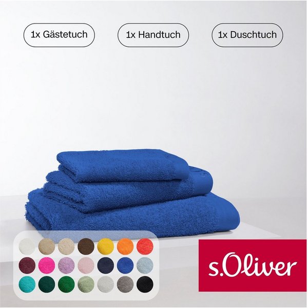 s.Oliver Handtuch Set s.Oliver, Premium Qualität, 600 gr/m², Walkfrottier (Set, 3-St), 1 Gästetuch 30x50 cm, 1 Handtuch 50x100 cm, 1 Duschtuch 70x140 cm