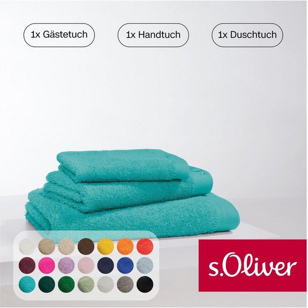s.Oliver Handtuch Set s.Oliver, Premium Qualität, 600 gr/m², Walkfrottier (Set, 3-St), 1 Gästetuch 30x50 cm, 1 Handtuch 50x100 cm, 1 Duschtuch 70x140 cm