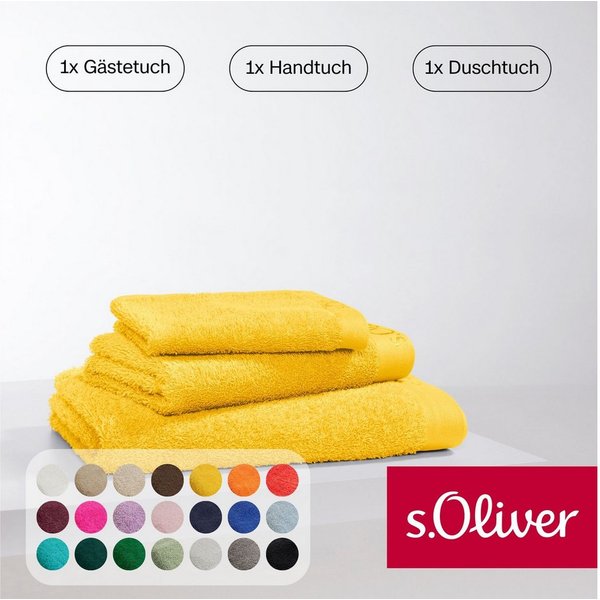 s.Oliver Handtuch Set s.Oliver, Premium Qualität, 600 gr/m², Walkfrottier (Set, 3-St), 1 Gästetuch 30x50 cm, 1 Handtuch 50x100 cm, 1 Duschtuch 70x140 cm