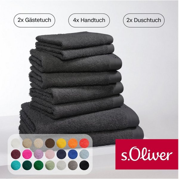 s.Oliver Handtuch Set s.Oliver, Premium Qualität, 600 gr/m², Walkfrottier (Set, 8-St), 2 Gästetücher 30x50, 4 Handtücher 50x100, 2 Duschtücher 70x140