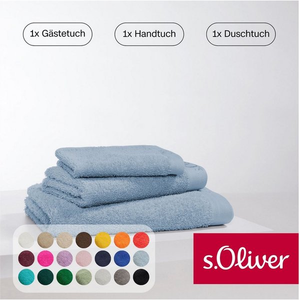 s.Oliver Handtuch Set s.Oliver, Premium Qualität, 600 gr/m², Walkfrottier (Set, 3-St), 1 Gästetuch 30x50 cm, 1 Handtuch 50x100 cm, 1 Duschtuch 70x140 cm