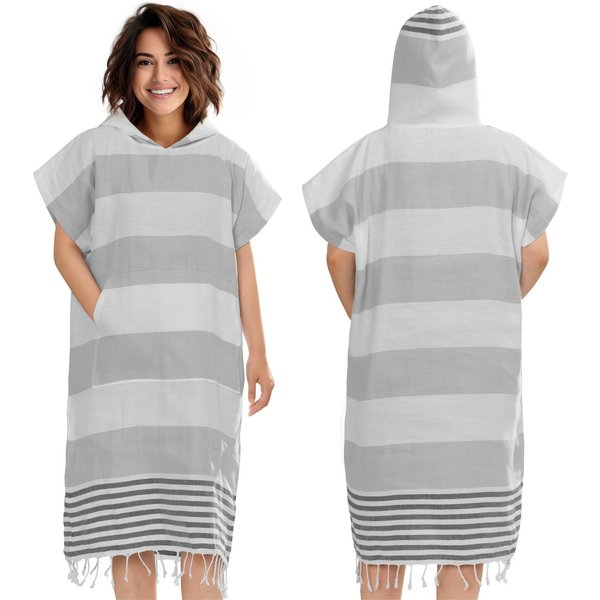 JEMIDI Handtücher JEMIDI Handtuch-Poncho S/M, Baumwolle, Blau/Weiß