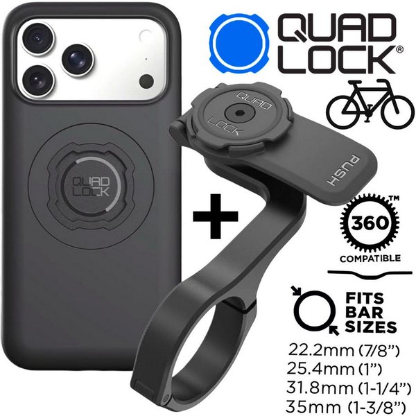 Quad Lock Handy-Halterung QUAD LOCK MAG Fahrrad Handy Hülle Front Mount PRO V2