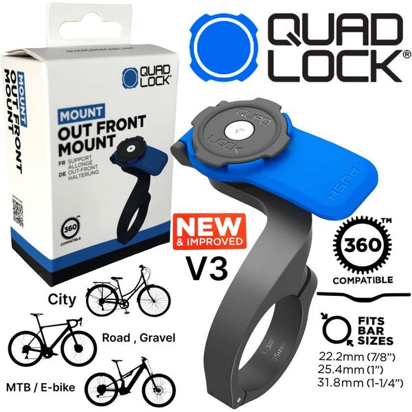 Quad Lock Handy-Halterung QUAD LOCK Out Front Mount V3 Fahrrad Lenker Handy Halter