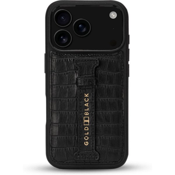 GOLDBLACK Handyhülle GOLDBLACK iPhone 17 Pro Lederhülle CrocPrestige - mit Fingerschlaufe