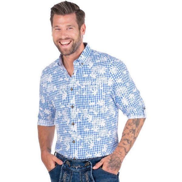Hangowear Trachtenhemd Trachtenhemd - BERTOLD - hellblau